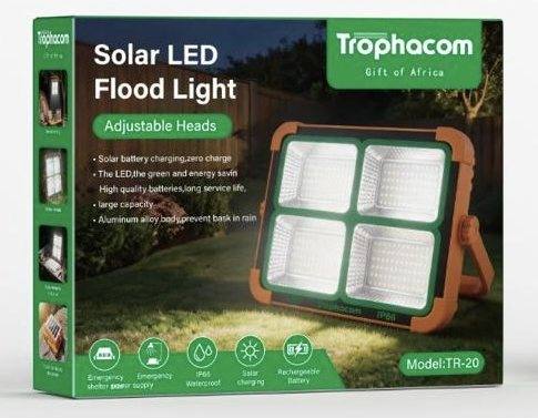 Solar LED flood light, 4-panel – Trophacom TR-20
